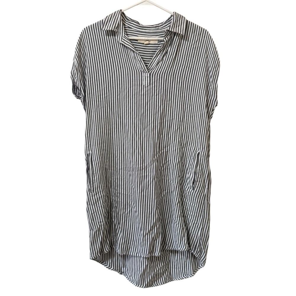 Thread & Supply‎ Women Size Medium Utility Shirt Dress V Neck Rayon Lightweight